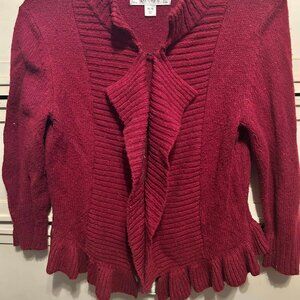 Red Ruffle Collar Decree Sweater - Size Medium